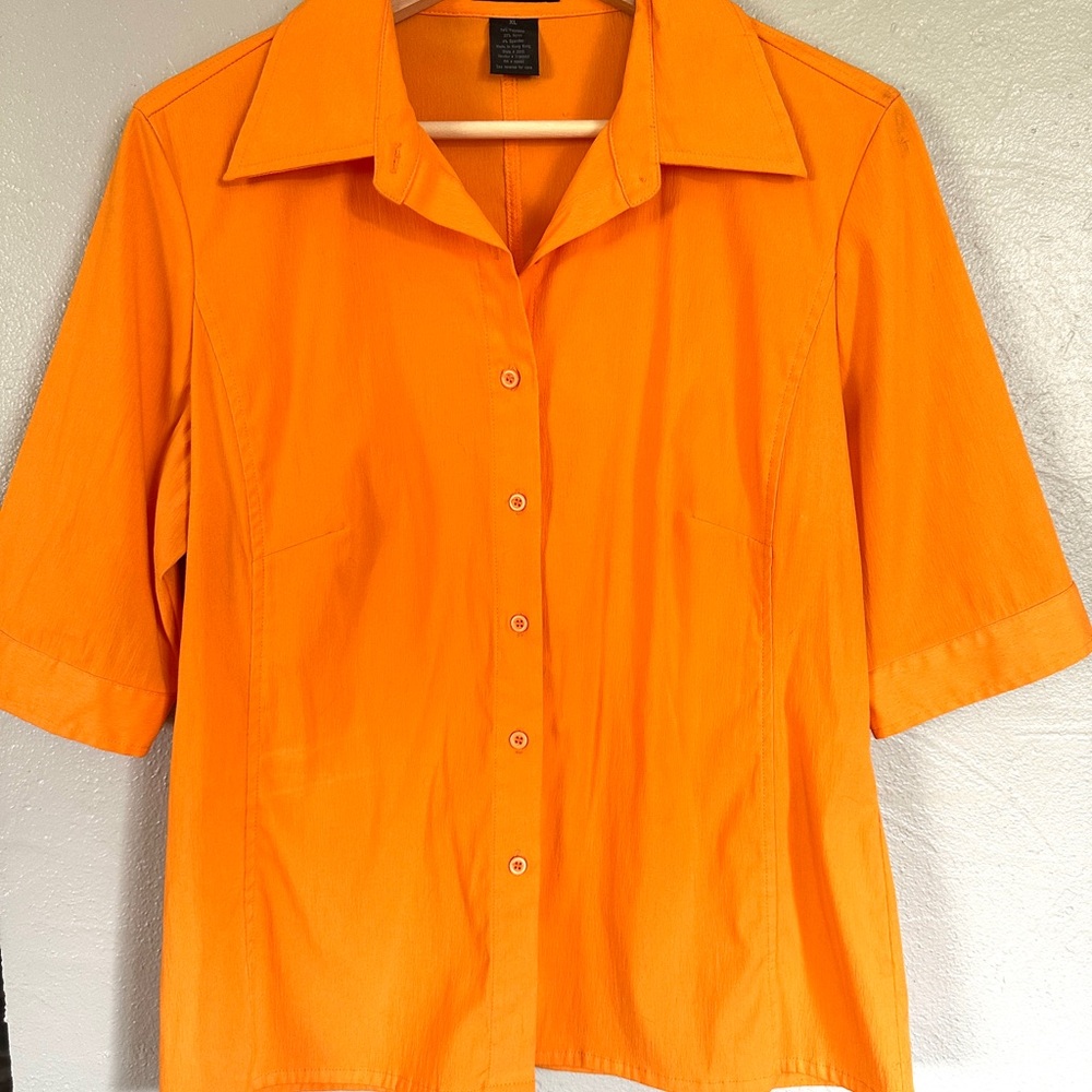 Vibrant Orange Button-Up Shirt